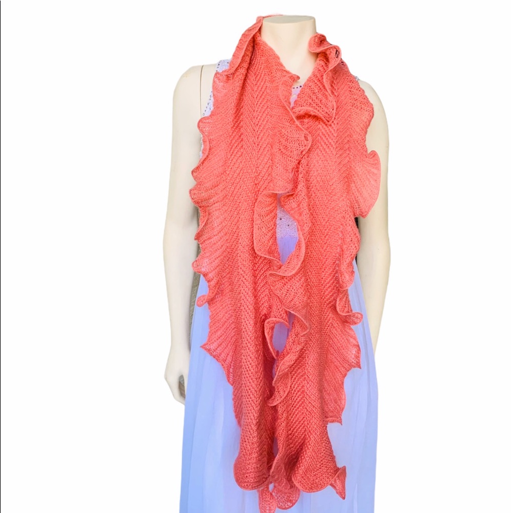 Women’s Orange Ruffle Scarf - Picture 5 of 7